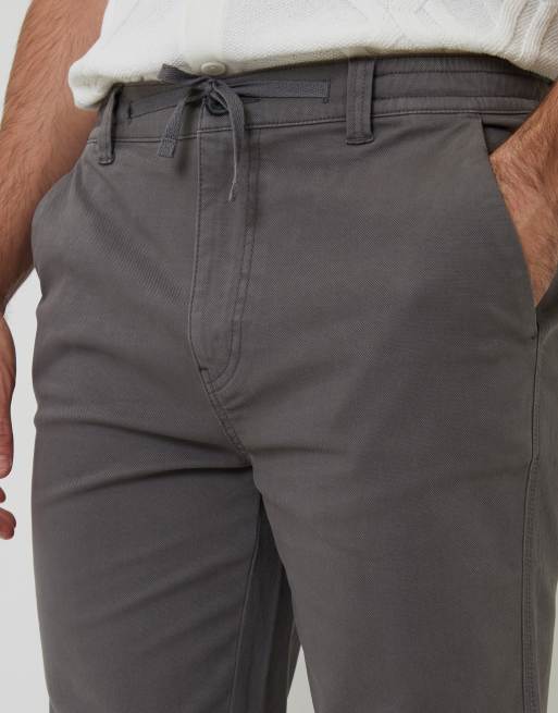 Threadbare Cotton elasticated waist chino trousers in dark grey, 4 of 4
