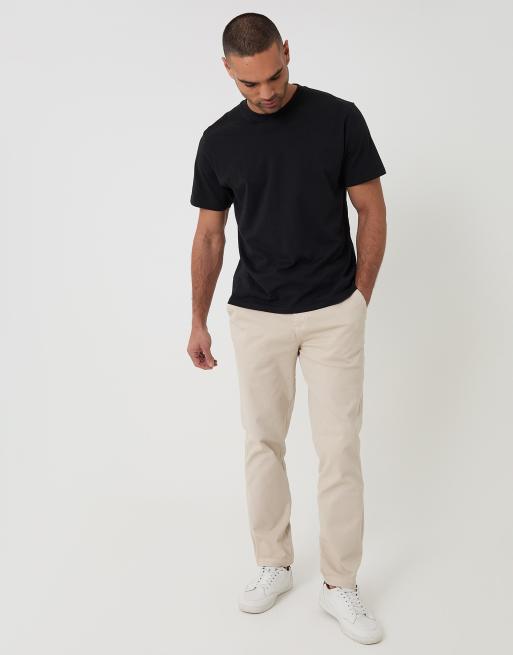 Threadbare Cotton elasticated waist chino trousers in light stone, 2 of 4