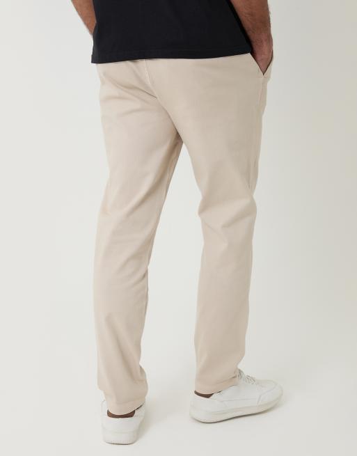 Threadbare Cotton elasticated waist chino trousers in light stone, 4 of 4