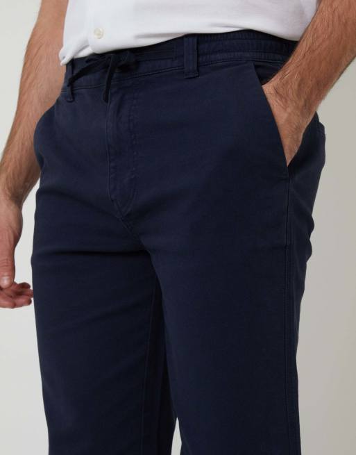 Threadbare Cotton elasticated waist chino trousers in navy, 3 of 4
