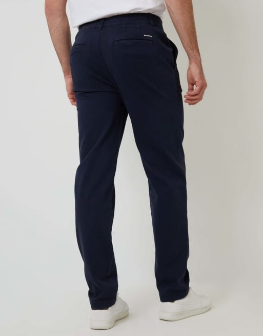 Threadbare Cotton elasticated waist chino trousers in navy, 4 of 4