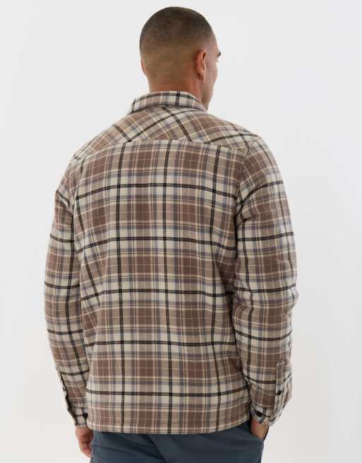 Threadbare Cotton flannel sherpa lined shacket in taupe, 4 of 5