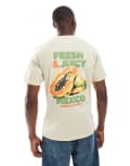 [Threadbare] Threadbare cotton fruit back print graphic t-shirt in stone-Neutral S STONE