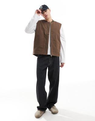 Threadbare Threadbare cotton full zip gilet in brown