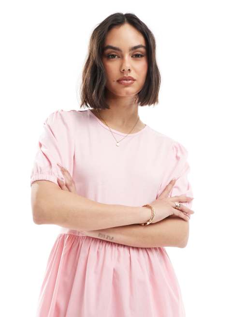 Threadbare cotton hybrid midi dress in pink, 2 of 4