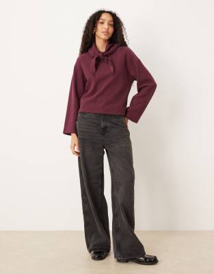 Threadbare Cotton Jersey Mix Soft Touch Sweatshirt With Scarf In Red