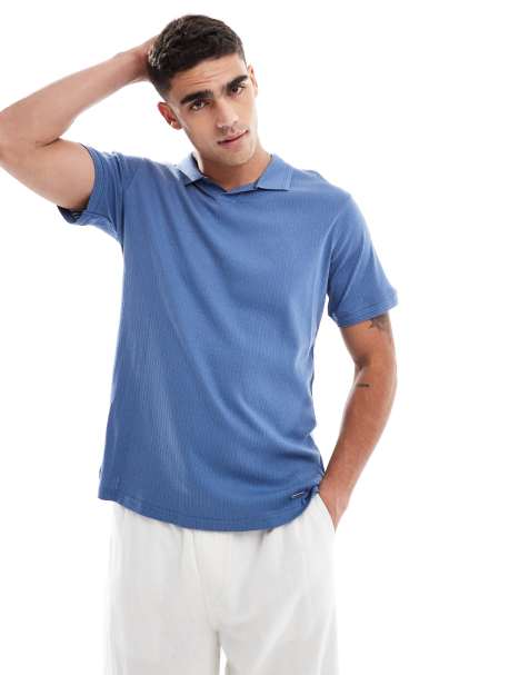 Threadbare cotton jersey polo shirt in light blue - view 1
