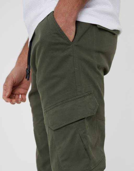 Threadbare Cotton jogger style cargo trousers with stretch in khaki, 4 of 4