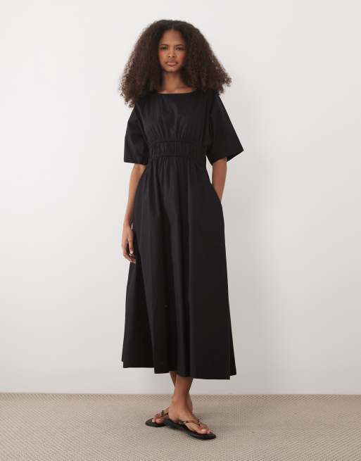 thread and supply black midi dress Women's Ruffle Smocked The simple design makes it easy to pair with your favorite shoes and accessories Threadbare - Midi Dress -