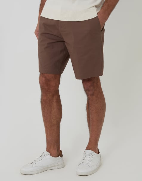 Threadbare Cotton regular fit stretch chino shorts in brown