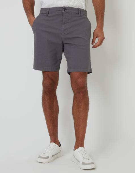 Threadbare Cotton regular fit stretch chino shorts in dark grey