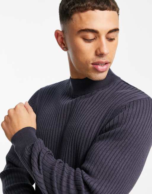 Cotton ribbed deals turtleneck sweater