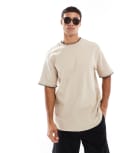 [Threadbare] Threadbare cotton rich 200 GSM oversized t-shirt in stone-Neutral M STONE