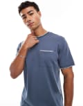 [Threadbare] Threadbare cotton rich 200 GSM t-shirt with white piping detail in blue M BLUE