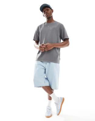 Threadbare Threadbare cotton rich 220 GSM crew neck t-shirt with back print in dark grey