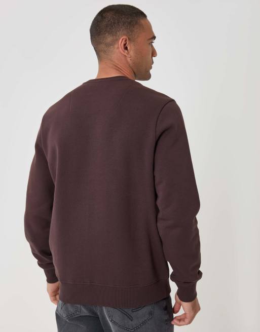 Threadbare Cotton rich crew neck sweatshirt in chocolate brown, 2 of 4