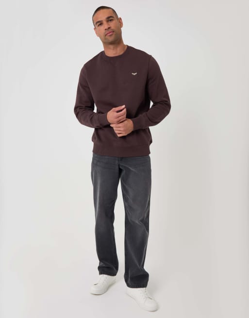 Threadbare Cotton rich crew neck sweatshirt in chocolate brown, 4 of 4