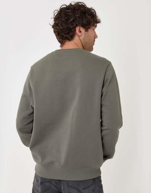 Threadbare Cotton rich crew neck sweatshirt in dark sage, 2 of 4