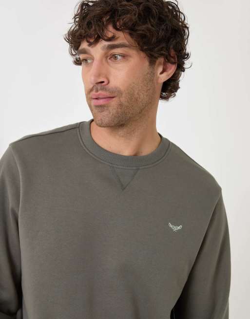 Threadbare Cotton rich crew neck sweatshirt in dark sage, 3 of 4