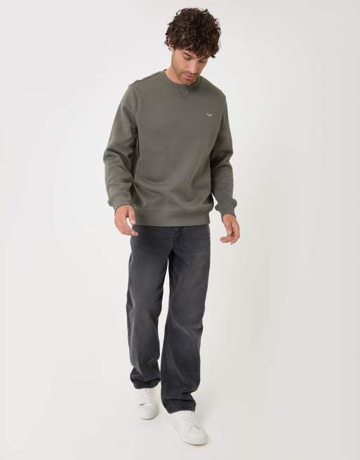 Threadbare Cotton rich crew neck sweatshirt in dark sage, 4 of 4