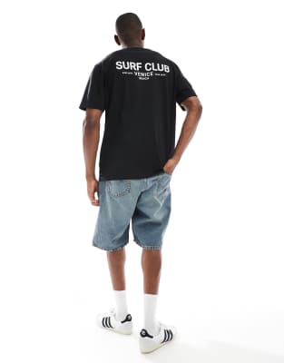cotton rich crew neck t-shirt with surf back print in black
