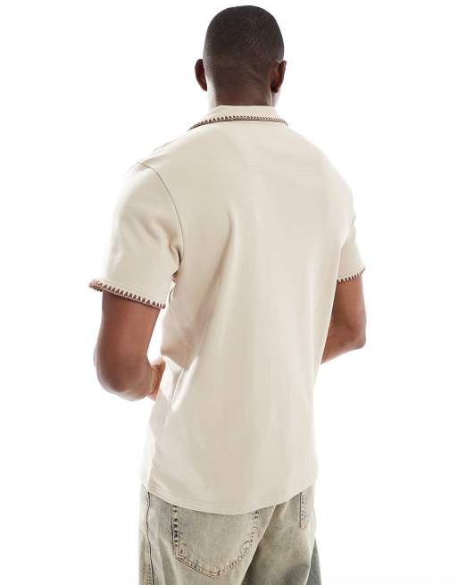 Threadbare cotton rich polo top in beige