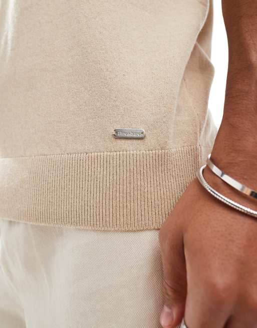 Threadbare cotton rich polo top in beige, 4 of 4