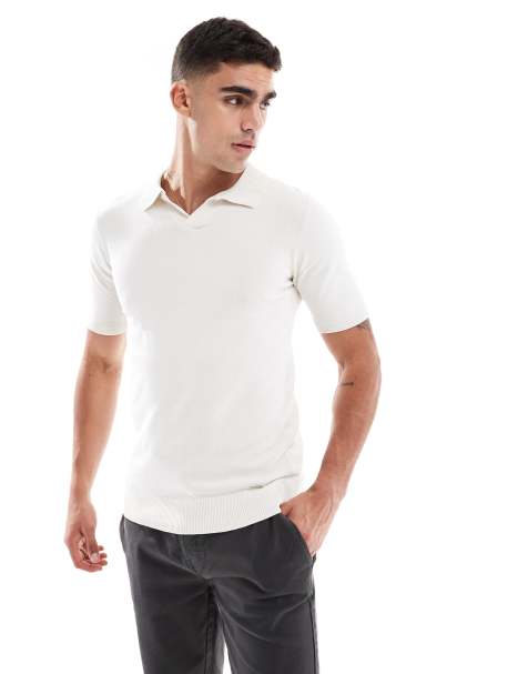 Threadbare cotton rich polo top in ecru - view 1