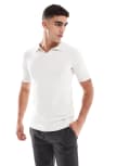 [Threadbare] Threadbare cotton-rich polo top in ecru-White M Ecru