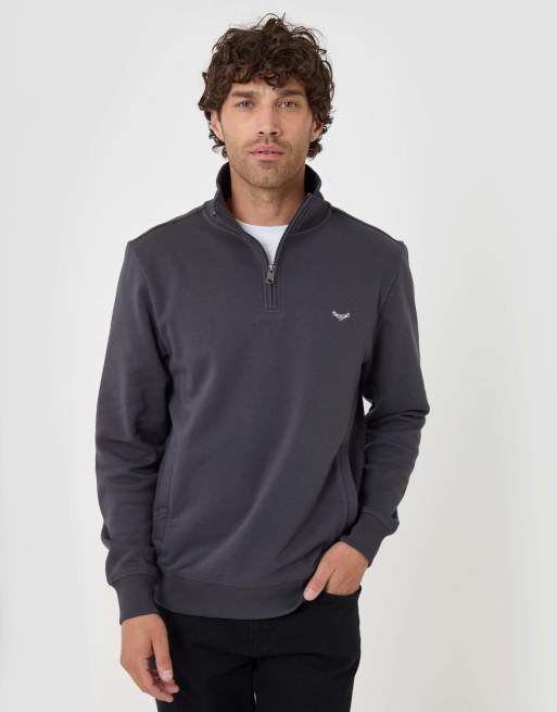 Threadbare Cotton rich quarter zip sweatshirt in charcoal, 2 of 4