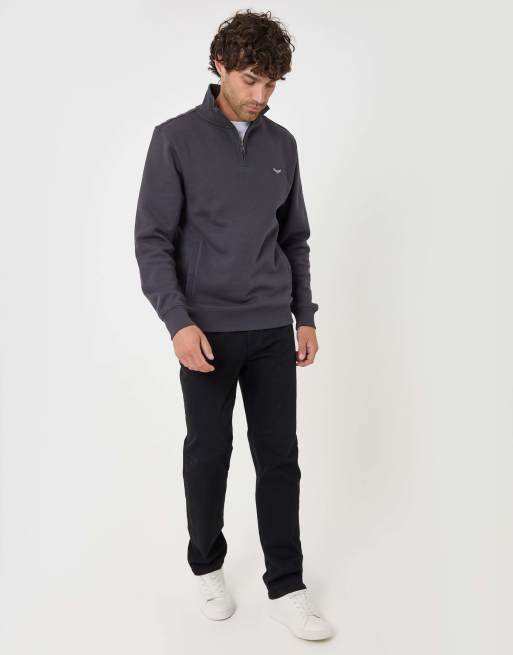 Threadbare Cotton rich quarter zip sweatshirt in charcoal, 3 of 4