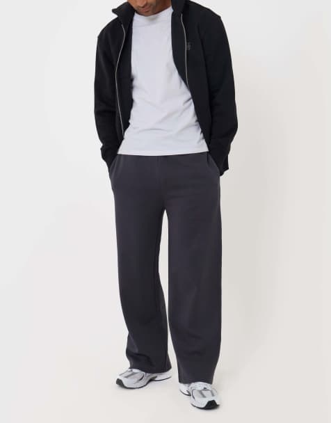 Threadbare Cotton rich wide leg joggers in charcoal - view 1