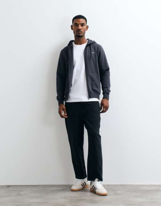 Threadbare Cotton Rich Zip Through Hoodie in Charcoal, 2 of 5