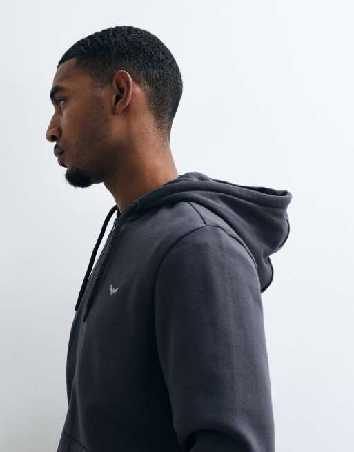 Threadbare Cotton Rich Zip Through Hoodie in Charcoal, 5 of 5