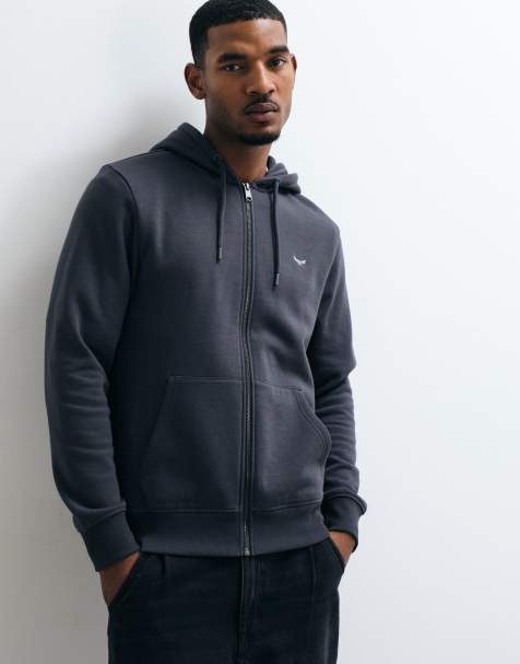 Threadbare cotton rich zip up hoodie in charcoal - view 1