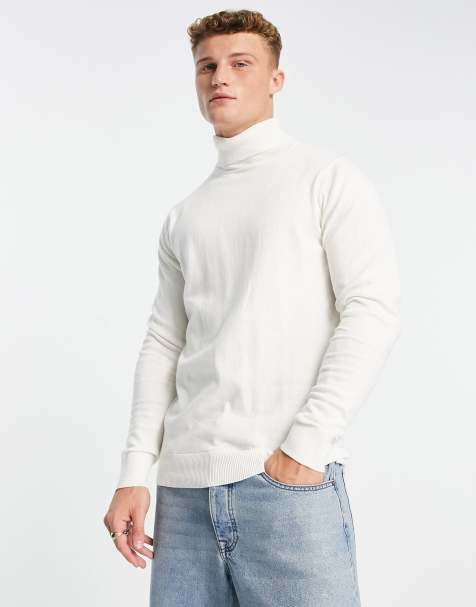 Threadbare cotton roll-neck jumper in unbleached - view 1