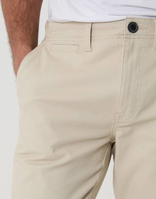 Threadbare Cotton slim fit chino trousers with stretch in light stone, 3 of 4