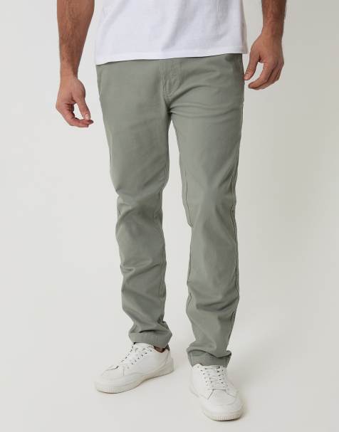 Threadbare Cotton slim fit chino trousers with stretch in pale green - view 1