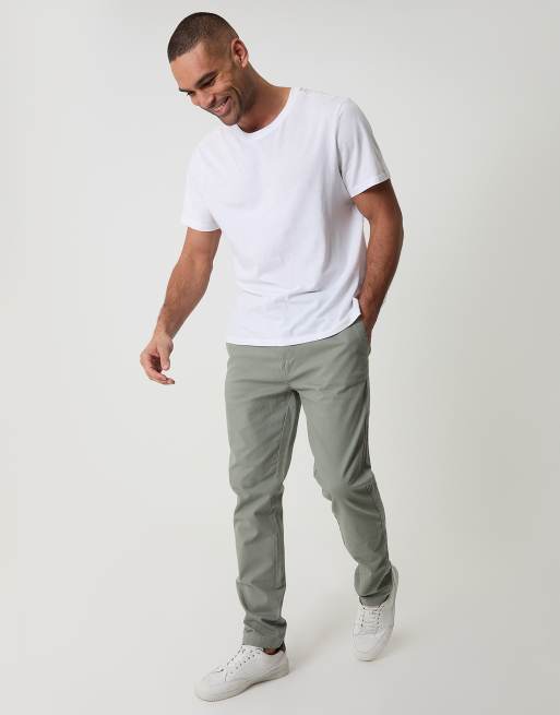 Threadbare Cotton slim fit chino trousers with stretch in pale green, 2 of 4