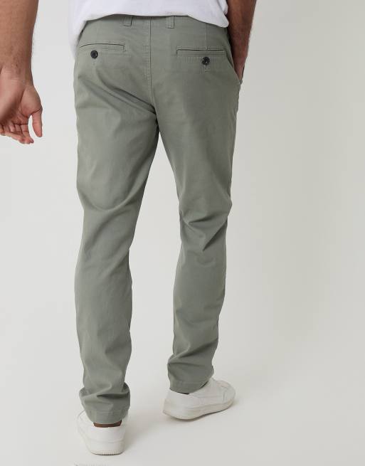 Threadbare Cotton slim fit chino trousers with stretch in pale green, 4 of 4