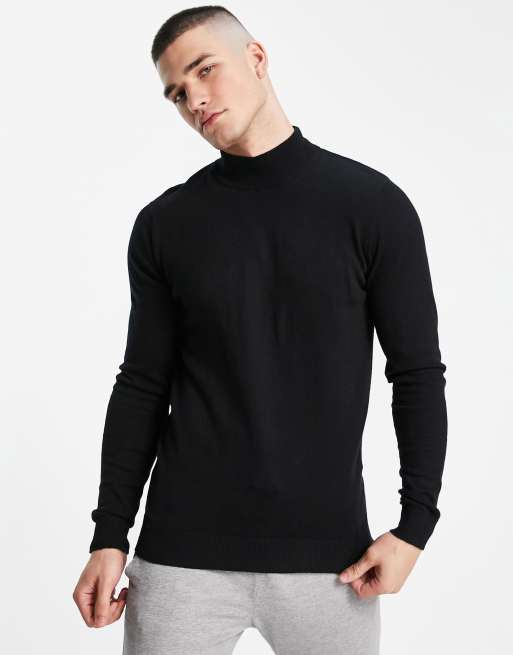 Threadbare cotton turtle neck jumper in black | ASOS