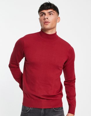 Threadbare cotton turtle neck jumper in bloodstone | ASOS