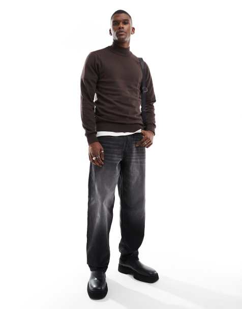 Threadbare cotton turtle neck jumper in brown - view 1