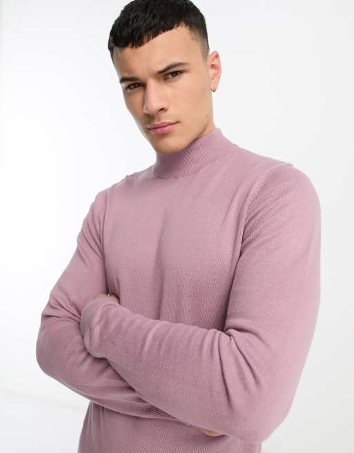 Threadbare cotton turtle neck jumper in lilac chalk