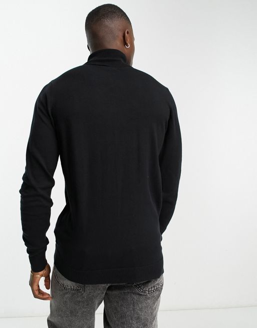 Threadbare cotton turtle neck sweater in black