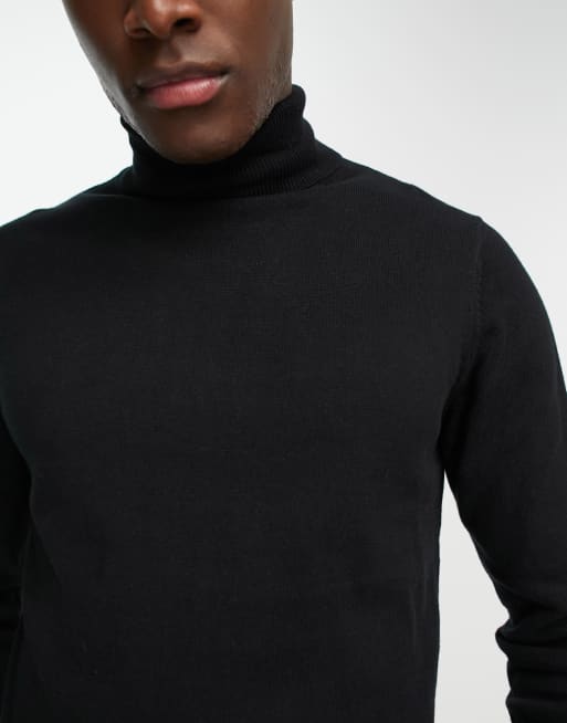 Threadbare cotton turtle neck sweater in black