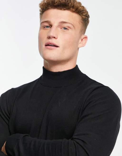 Black cotton shop polo neck