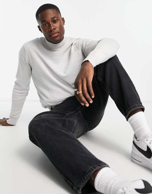 Threadbare cotton turtleneck sweater in cream