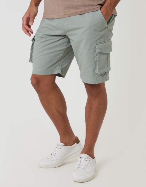 Threadbare Cotton twill cargo shorts in pale green - view 1