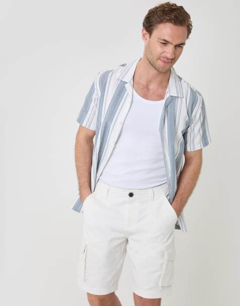 Threadbare Cotton twill cargo shorts in white - view 1